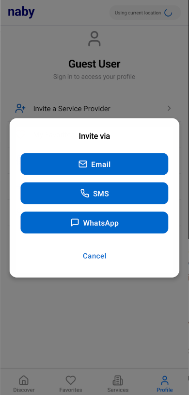 Invite service providers to naby